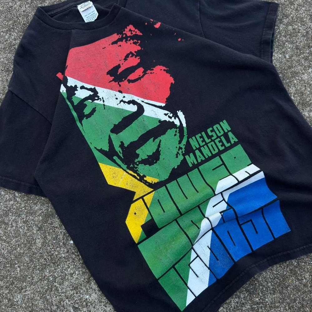 Vintage 90s Delta Nelson Mandela Power Of Good Graphic Tee Black Medium (d7)